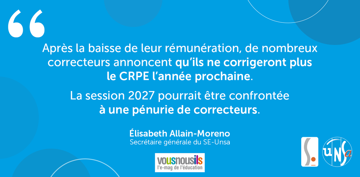 SE_Unsa's tweet photo. 📢 @EAM_seunsa alerte dans @vousnousils sur les conséquences de la baisse de rémunération des correcteurs du CRPE.

Lire l'article 👉 https://t.co/uFE5iUv9BP https://t.co/7jZxnOC2iE