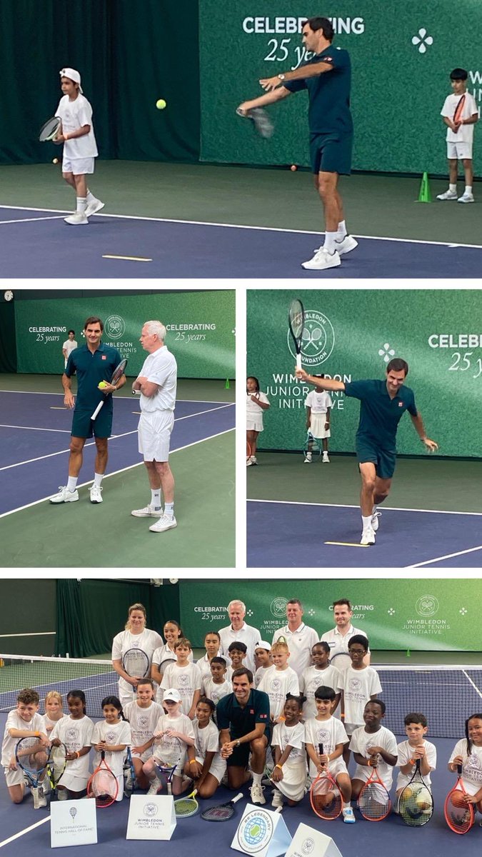 scambers73's tweet photo. A few photos from this morning's @TennisHalloFame event with @rogerfederer at @Wimbledon - story in reply below https://t.co/tPXnPqkuXI