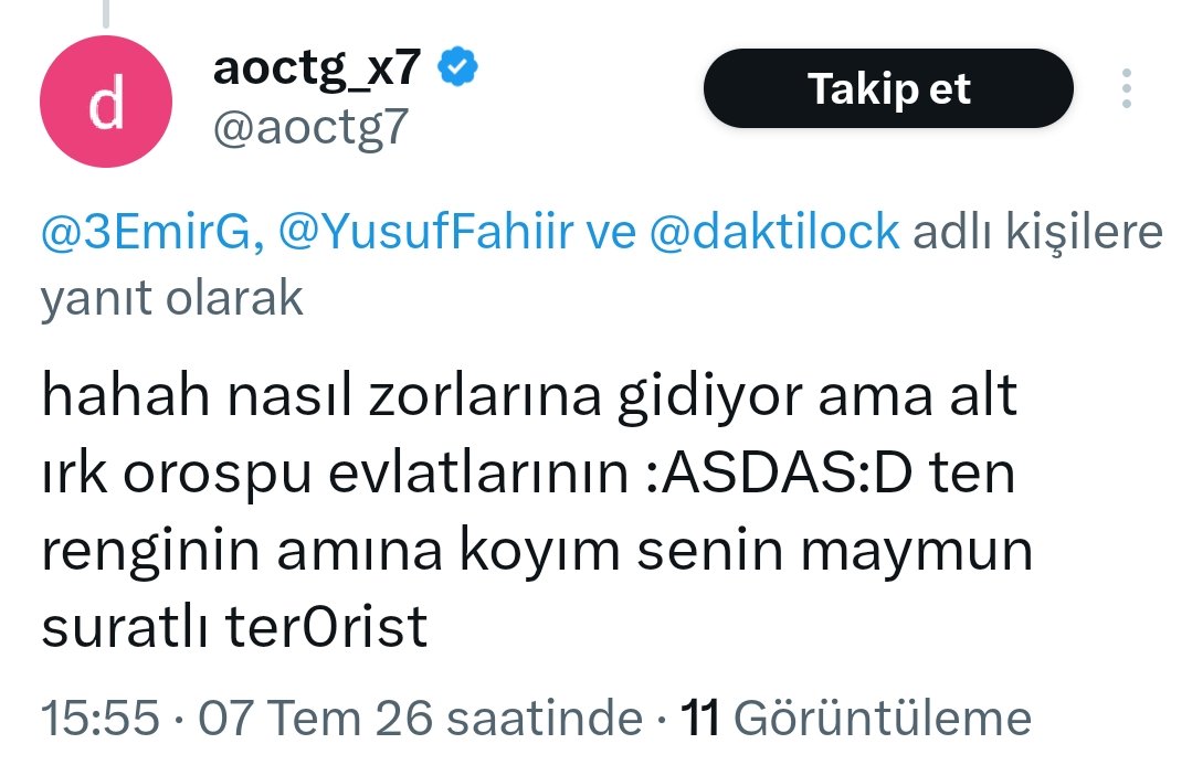 3EmirG's tweet photo. Hahaha korkak orospu çocuğu yanımda oldaydın gösterirdim sana teröristi aşağılık kompleksiniz yarıyor tamam en beyaz sizsiniz 😀 https://t.co/Dp4AWGnLO8