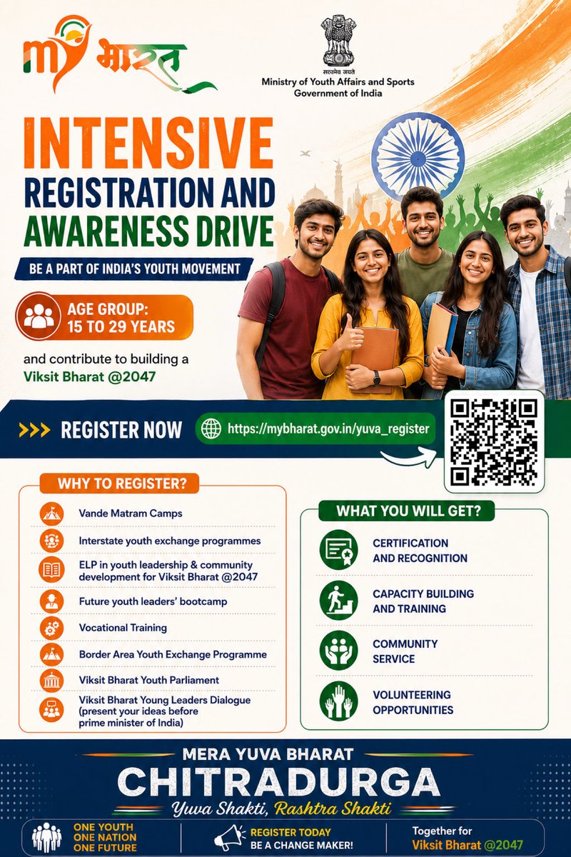 MYBchitradurga's tweet photo. Youth Registration Drive | MYBharat  
Link - https://t.co/5eO9erYphn https://t.co/R1H2b96ifR