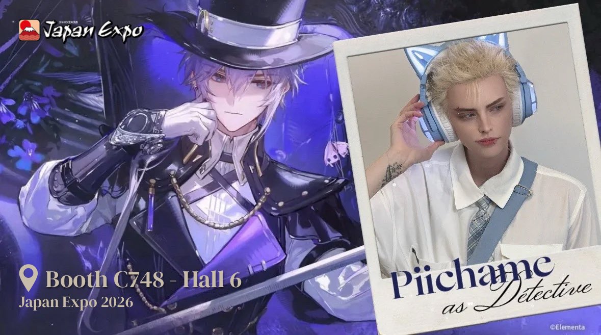 piichary's tweet photo. We’re happy to announce that we’ll be on the @SilverPalace_EN booth this year for @japanexpo !!! You can find us there as Male and Female detective on Thursday and Friday 🤍🤍 See you there 🫶🏻 

Booth C748 - Hall 6 #SilverPalace #JapanExpo2026 https://t.co/Si1eU4WKkr