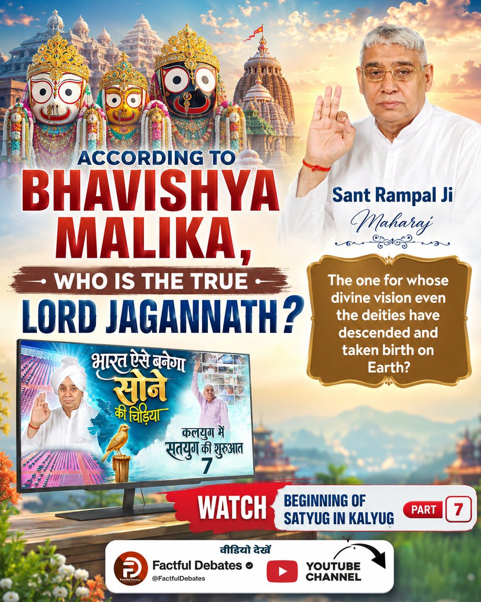 Muskan21285762's tweet photo. #IndiaWillBecomeTheGoldenBird
From Bhavishya Malika and Kabir Sagar to the Bible, who is the one these scriptures point toward? Discover the answer in "The Beginning of Satyug in Kalyug – Part 7" on the Factful Debates YouTube channel.
Factful Debates YtChannel https://t.co/jcZXs61DGt