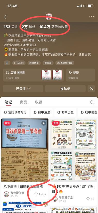 MoonInAI's tweet photo. 小红书教育赛道，又跑出一个 AI 知识卡片案例，一个博主主攻初中生物、地理考点，用 image2 把知识点做成生动漫画卡片

60 多个作品，涨粉 2 万，获赞收藏 10.4 万，基本每发 3-4 条，就能出一个小爆款，点赞破千

变现就靠挂初中化学、道法、生物、物理等重难点图解资料，客单价 19 元，已经卖出 600 多份，变现 1.2 万+

这次我不给你们举一反三了，你们自己琢磨一下吧哈哈