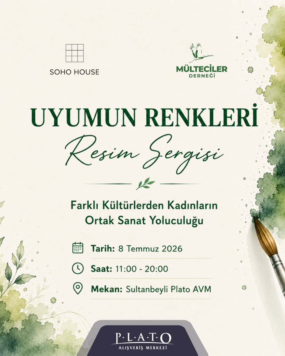 PlatoAVM's tweet photo. 🎨 Sanatın birleştirici gücüne tanıklık etmeye davetlisiniz.

Farklı kültürlerden kadınların ortak sanat yolculuğunu yansıtan “Uyumun Renkleri” Resim Sergisi, 8 Temmuz’da Plato AVM’de sizleri bekliyor.
#PlatoAVM https://t.co/nrshPv6Znj