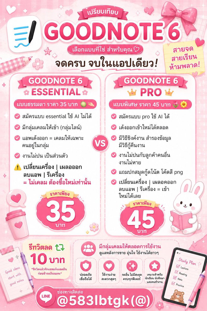 ticketoryy's tweet photo. 🐰 𓏔 Goodnotes 6 pro
       แอพจดโน้ต ยอดฮิต  
แถมฟรีสมุดปกgood note โค้ดสี png 
เหมาะกับนักเรียน  นักศึกษา

🌀👀 ราคา 45 ฿ — รีทวิตลด 10 ฿

 สนใจ line : @583lbtgk(มี@)

#แอพgoodnote #หารgoodnote #แอพios https://t.co/Jz3OoW6Yo9