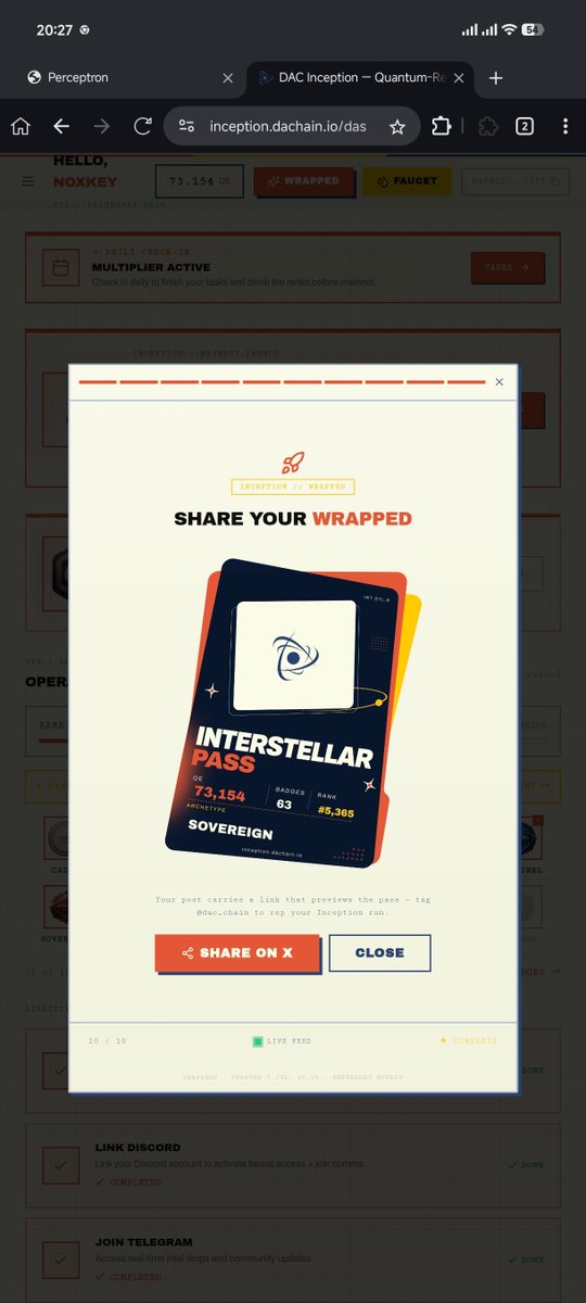 noxkeyxrin's tweet photo. My @dac_chain Inception Wrapped 🚀

⚡ 73.154 QE
🏆 Rank #5.365 (SOVEREIGN)
🥇 63 badges
🎰 THE GAMBLER
 https://t.co/XUy6W3PrK7 https://t.co/xa5oTzg6oL