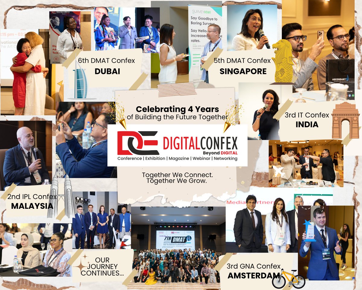 digitalconfex's tweet photo. 🎉 4 Years. Countless Connections. Endless Possibilities. 

Celebrating 4 incredible years of @digitalconfex -bringing together industry leaders through impactful conferences and insightful magazine editions. 
Thank you for being part of our journey! 🚀 #4YearsStrong https://t.co/GQUyBUPEb2
