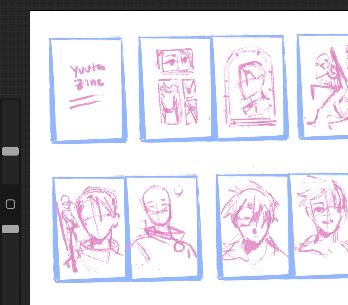 (delete later) rough storyboard for my yuuta illustration zine ^_^ 