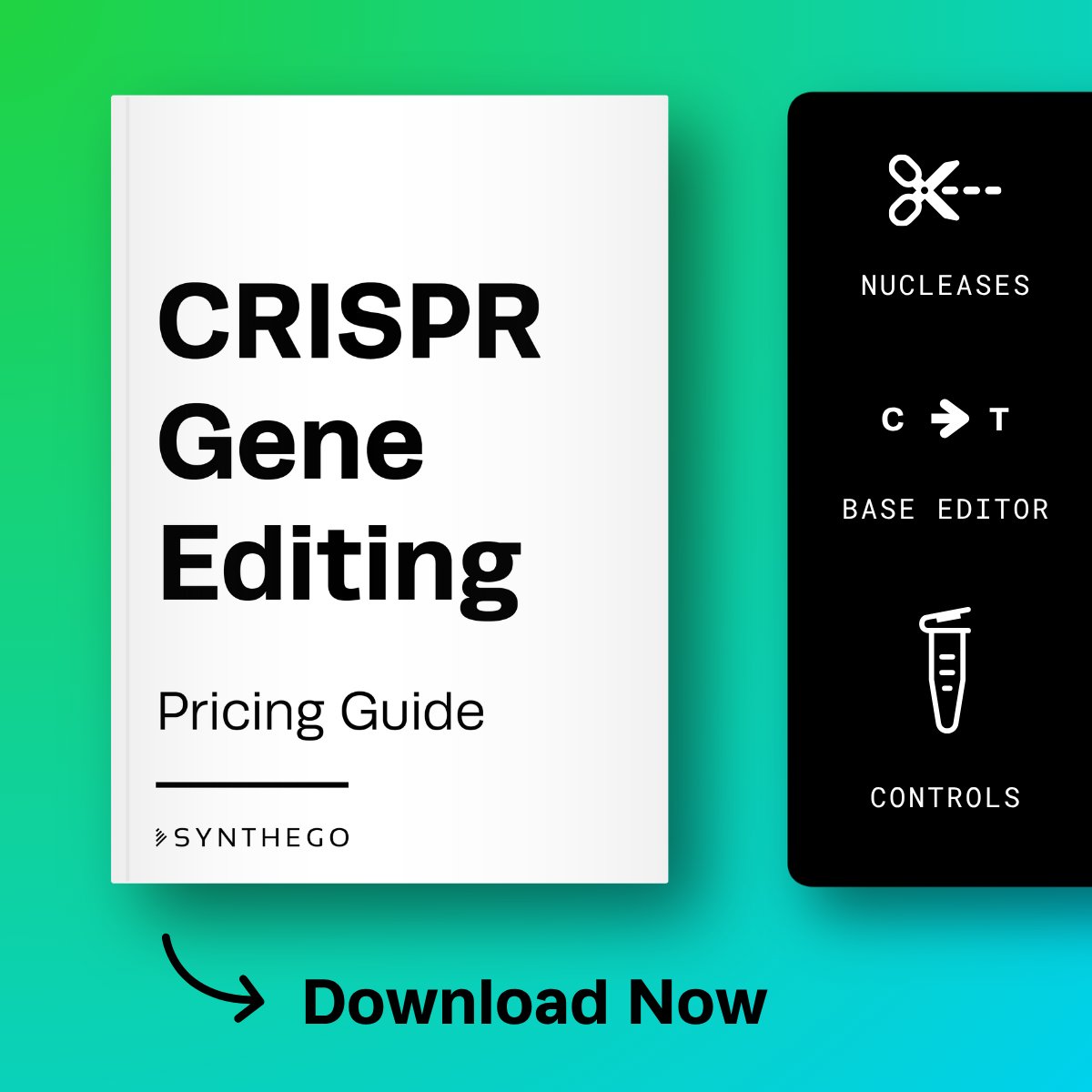 Synthego's tweet photo. The best gene editing programs start with a clear plan.

Our CRISPR Gene Editing Pricing Guide was created to help you navigate decisions with greater confidence, providing transparent pricing across nuclease-based editing, base editing, and controls.

https://t.co/iQCRRtdfOf https://t.co/dwdOIorFlE