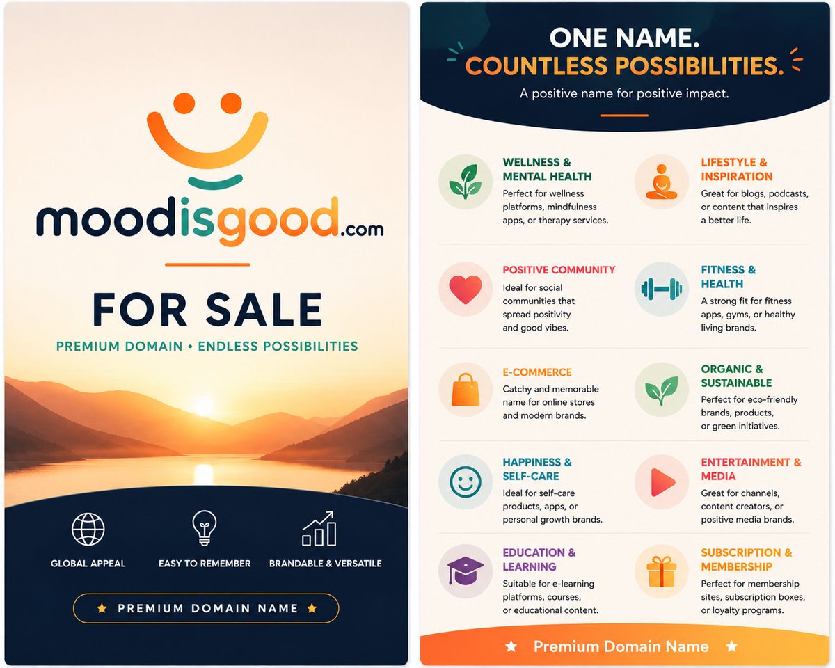 DomainBm's tweet photo. 💎https://t.co/4QZJ4z6Mbr for sale 💫
📩 DM's open
#moodisgood #domain #domainname #domaininvest #forsale #premium #brandable #negotiable #offer #startup #SaaS #AI #health #wellness #brand https://t.co/WlAwMWKrR2