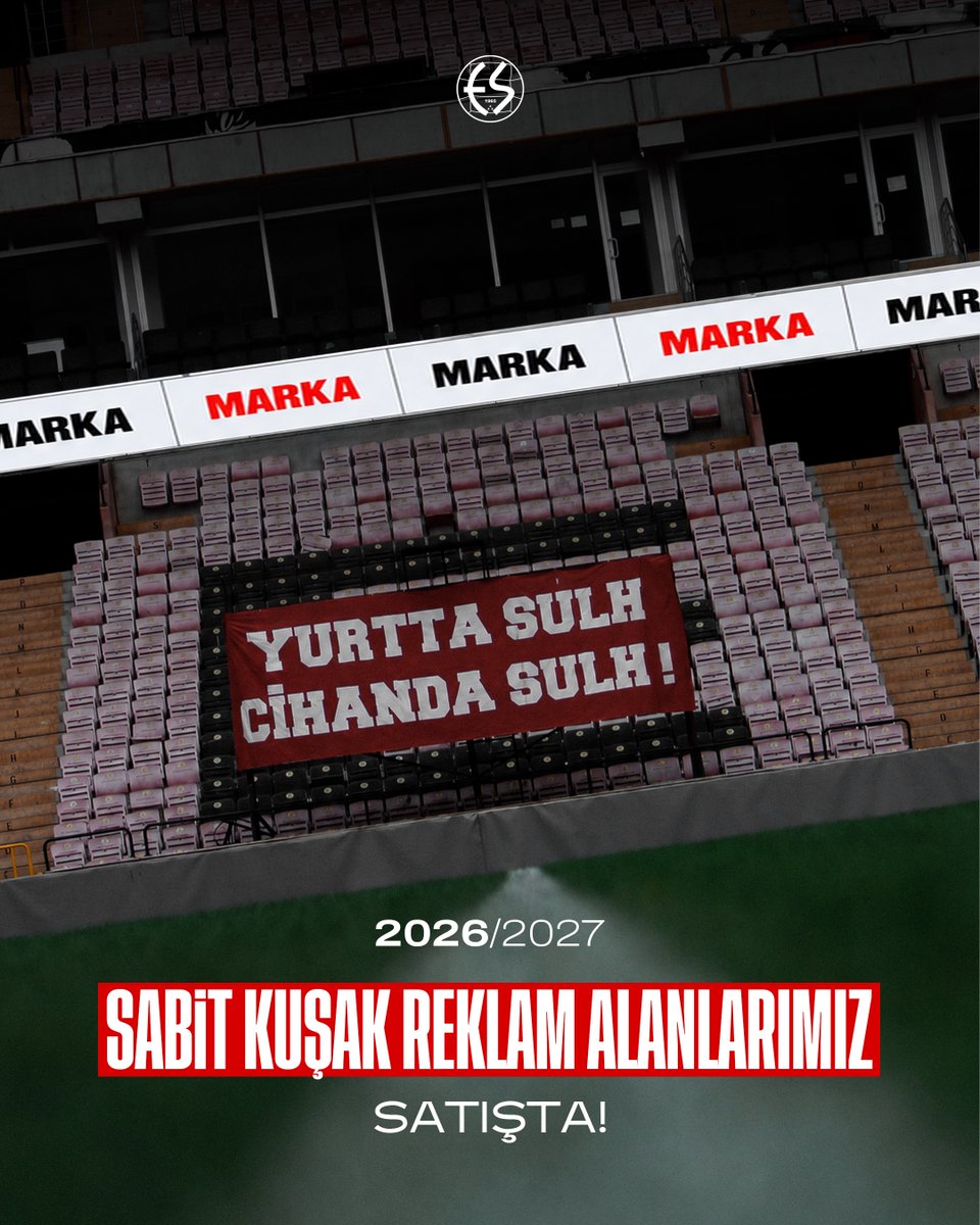 Eskisehirspor's tweet photo. ⚫🔴 Markanızı Stadyumun Kalıcı Yüzü Yapın

Prof. Dr. Fethi Heper Stadyumu'ndaki sabit kuşak reklam alanlarında yer alarak hem kulübümüze destek olur hem de markanızı her maç tribün ve yayınlarla yüz binlerce kişiye ulaştırırsınız.

🏟️ Stadyum Kuşak Reklamı
▪️ Ölçü: 300 cm x 100 cm
▪️ Basım ve montaj masrafları fiyata dahildir.
▪️ 2026/2027 sezonu ücreti: 70.000 TL

🌟 Paket Avantajı
Kuşak reklamını, sezonluk 60.000 TL değerindeki saha kenarı LED reklamıyla birlikte tercih eden markalar; ayrı ayrı 130.000 TL yerine yalnızca 115.000 TL öder. Böylece markanız hem sahada hem de maç yayınlarında kesintisiz görünürlük kazanır.

📞 Ayrıntılı bilgi ve rezervasyon için mesai saatleri içinde bize ulaşın.
💬 WhatsApp: 0501 000 14 26