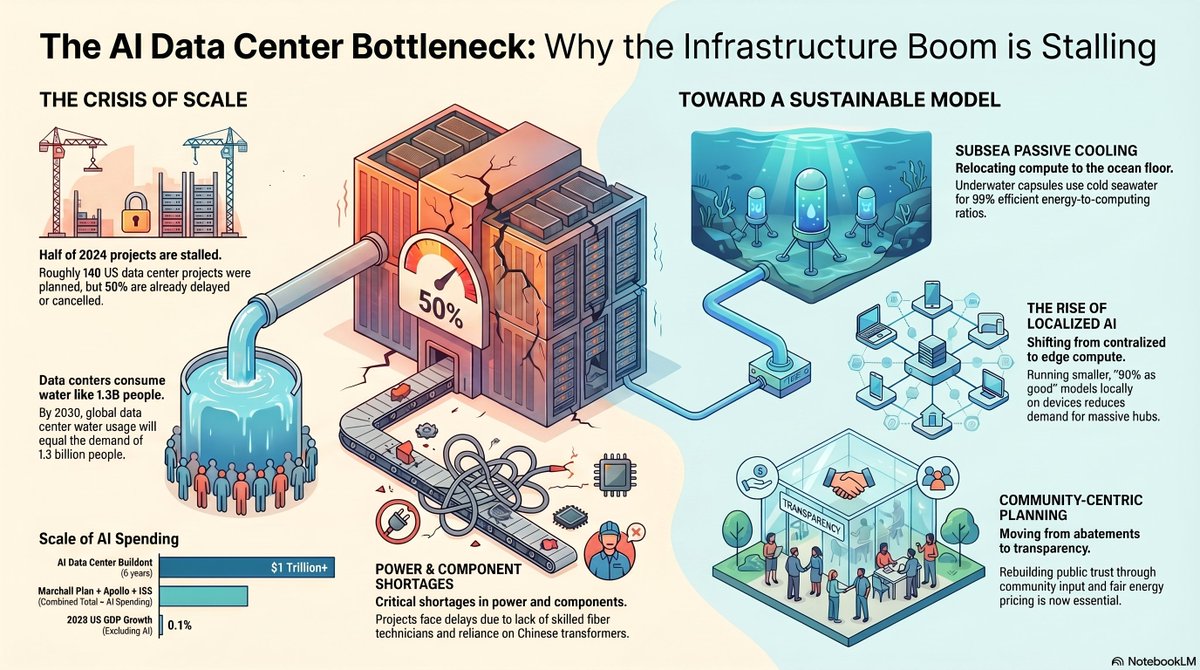 univercel06's tweet photo. ☁️Datacenters suffer from a "water-energy penalty". Water cannot be easily transported like electricity; it is a hyper-local resource so water bottleneck has triggered a wave of project cancellations.
#AI短剧 #Water #Electrizen #dataontrial #Datacenters https://t.co/P7t1rWYL4m