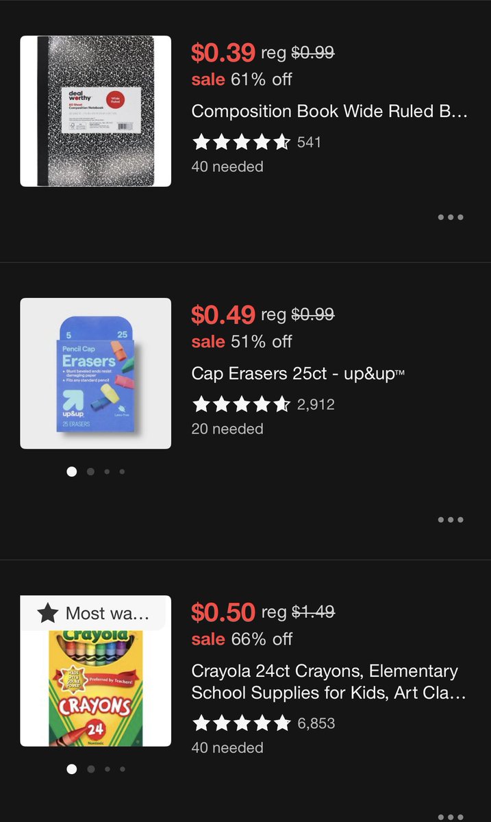 Csan004's tweet photo. Target has great deals on basic supplies, so much cheaper than Amazon. I have a Target list I wanted to share just in case anyone wants to help with these basic student supplies. 🍎📚✏️

https://t.co/X6N1G9XKBm https://t.co/HP4AKjXVqD