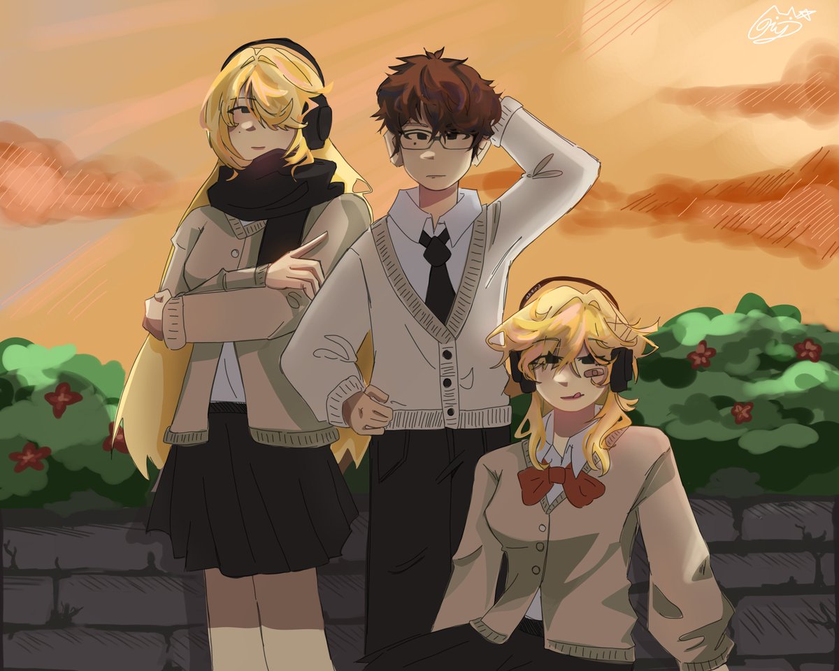 Re1yah_'s tweet photo. Been playing Bakuran with my friends and decided to draw our OCs! 
#Gakuran https://t.co/K6xaa1jSP4