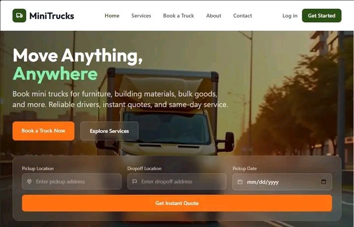 OLEEGodson's tweet photo. Currently building a mini-truck site that helps users to book trucks for transportation of bulk goods, relocation of office equipments, pick up and delivery of building materials and so on.

As a user, which design do u prefer 
#WebsiteDevelopment #UI https://t.co/Pps41kriRj