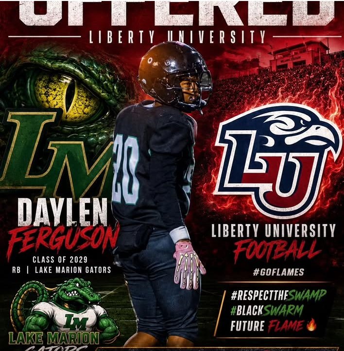 QB_Coach_Kay's tweet photo. @DaylenFerguson5... First of many! Keep grinding. Its big time talent in the swamp, come witness!
#BlackSwarm
#RespectTheSwamp
@LakeMarionHS
@LibertyFootball
@LUFBRecruiting https://t.co/1ZMkWKPISB