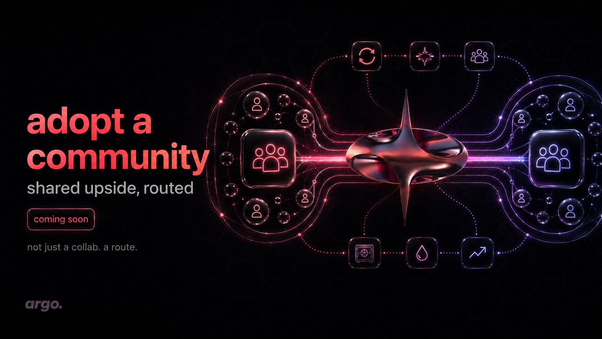 Argo_Markets's tweet photo. argo lets a launch adopt another community into its economy
so a coin can route resources not just to itself, but to the people and communities it wants to grow with

lets win together https://t.co/O7l4FYC4Uz