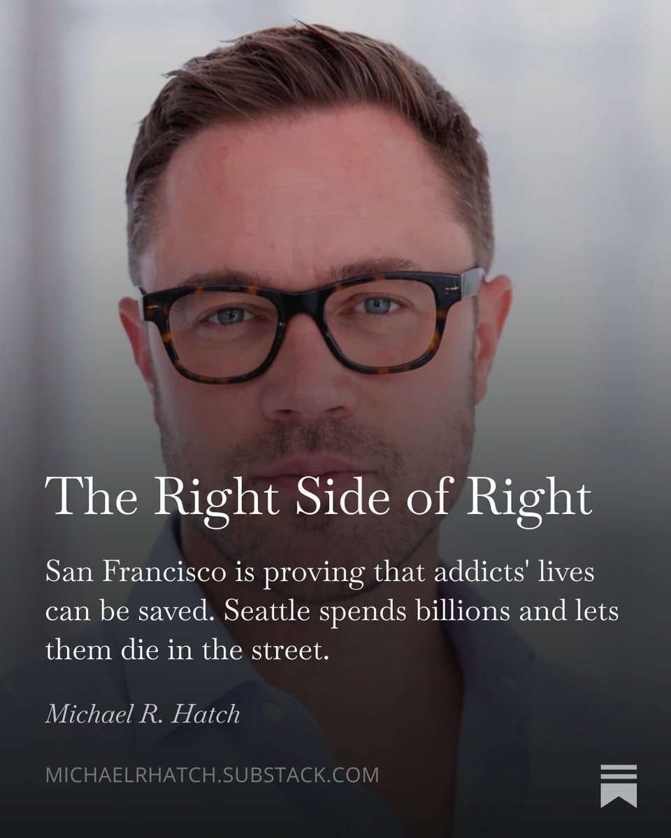mikerhatch's tweet photo. San Francisco just hit a 15-year low for street homelessness. Seattle spends more per person than almost any US city and saves almost no one. We hand out the pipe and withhold the cure. I wrote about why — and what my sister’s death taught me about what real compassion requires https://t.co/ZbFKeMan3V
