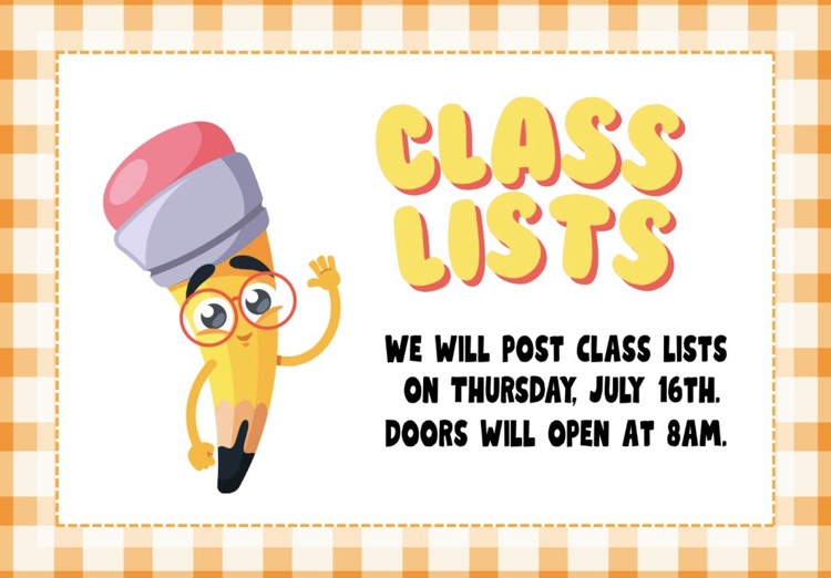 HES_LIONS's tweet photo. HES Class Lists will be posted on Thursday, July 16th. Doors will be open at 8am! https://t.co/sUYFnwTzZg