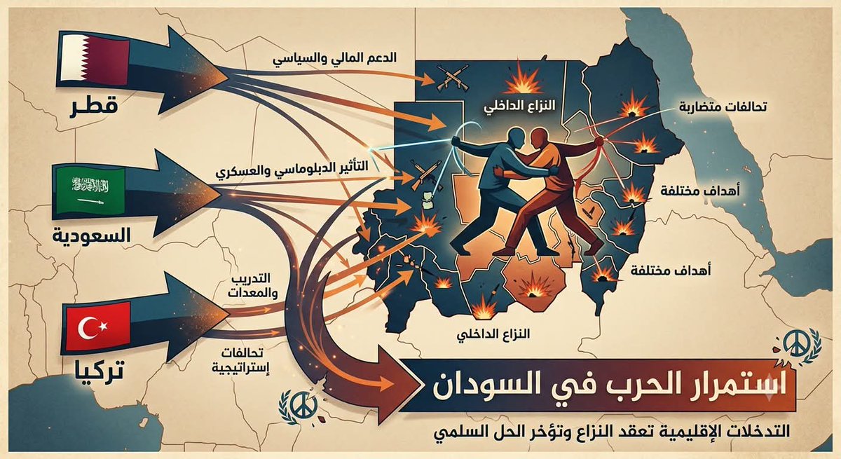 gerbengay's tweet photo. السودان بقى ساحة تصفية حسابات ومصالح إقليمية وكل زول جايب أجندتو ومراهن على طرف.. والنتيجة؟ حـ.رب طالت وبلد نزفت ومواطن دافع التمن من دمـ.و وقوت عياله. متين الناس دي تفهم إنو استقرار السودان هو المدخل الوحيد لأمن المنطقة؟ 
 #السودان
#لا_للحرب https://t.co/fn3nFpwHEw