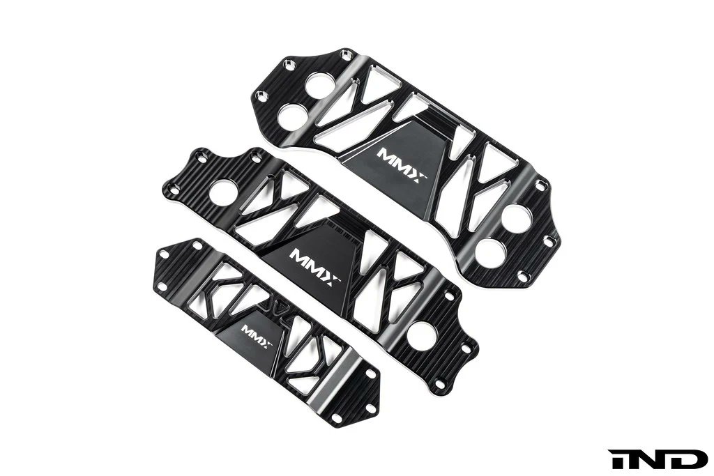 IndStyle's tweet photo. The all-new MMX Performance Underbody Chassis Braces are now available for the BMW F8X M2/M3/M4, G87 M2, and G8X M3/M4.

Precision CNC-machined from billet 6061-T6 aluminum, each brace provides an additional 15mm of exhaust clearance while maintaining factory ground clearance and increasing chassis rigidity. A direct bolt-on upgrade with no cutting or drilling required.

https://t.co/lFX3kdeDcx

#BMWM #BMWM2 #BMWM3 #BMWM4 #MMXPerformance #INDDistribution