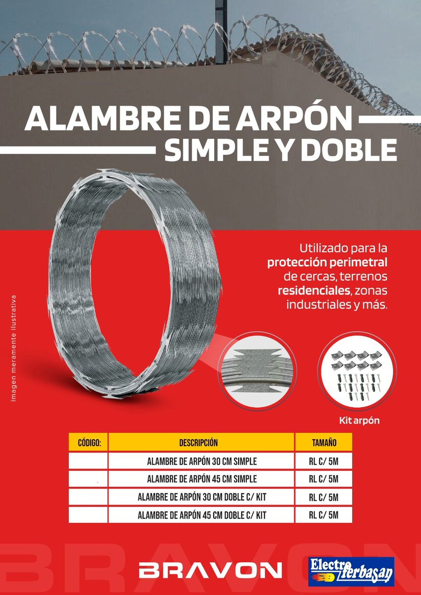 electroferbasan's tweet photo. NUEVO STOCK!!! de alambre de Arpón Simple y Doble, utilizado especialmente para protección perimetral😁👌!

Consultas al WhatsApp ingresando al link👇 https://t.co/P0jrkdiCB9
🌐 https://t.co/YlMpet9dpw 

#arpon #bravon #electroferbasan #HaceTupedido #fernandodelamora https://t.co/DF7RyR3Abr