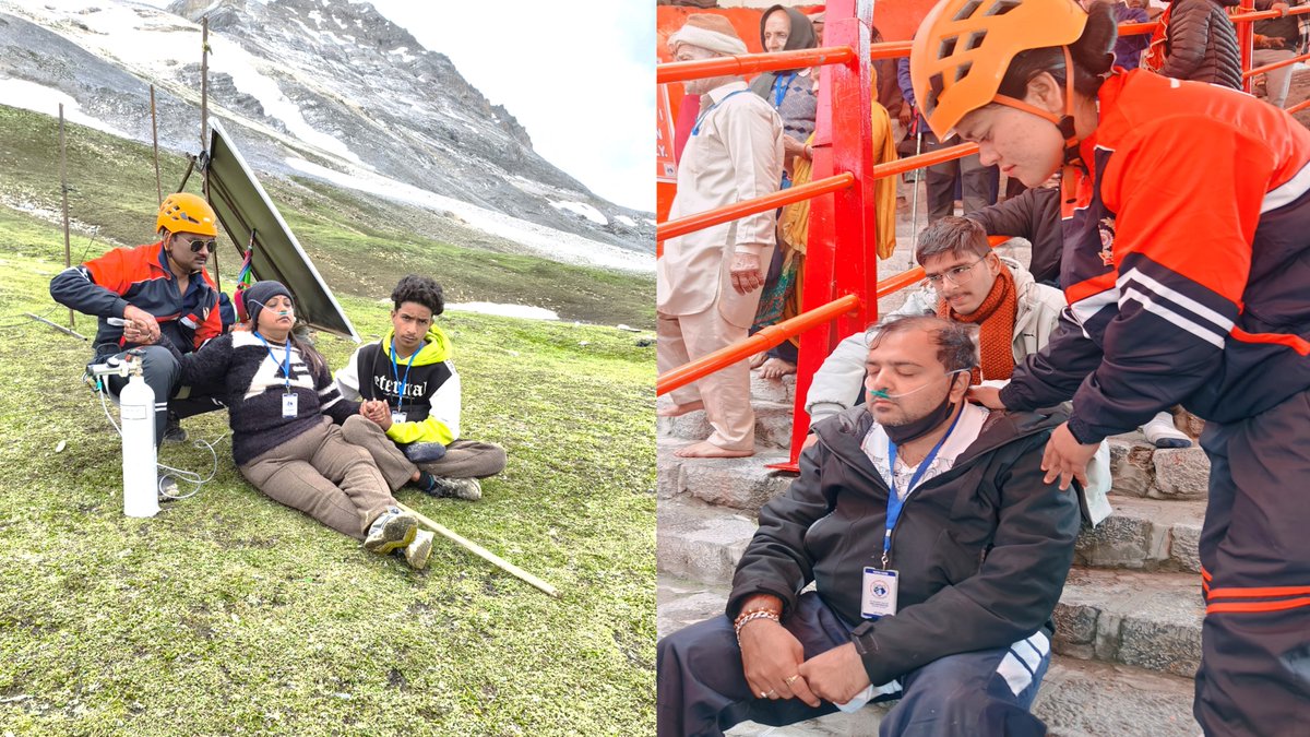 13Bnndrf's tweet photo. #shriamarnathjiyatra2026
The NDRF Special Mountain Rescue Teams deployed along the Yatra routes and at the Base Camps are providing prompt humanitarian assistance to pilgrims and riding horses, ensuring emergency response services across the challenging Yatra terrain.
@NDRFHQ 
@ndmaindia 
@official_dgar