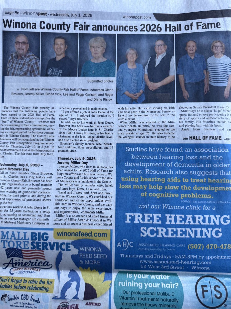 jeremyrmiller's tweet photo. Grateful and honored to be inducted into the Hall of Fame for the Winona County Fair! 

https://t.co/qZltMU6zPr https://t.co/UGXYaqIPIs