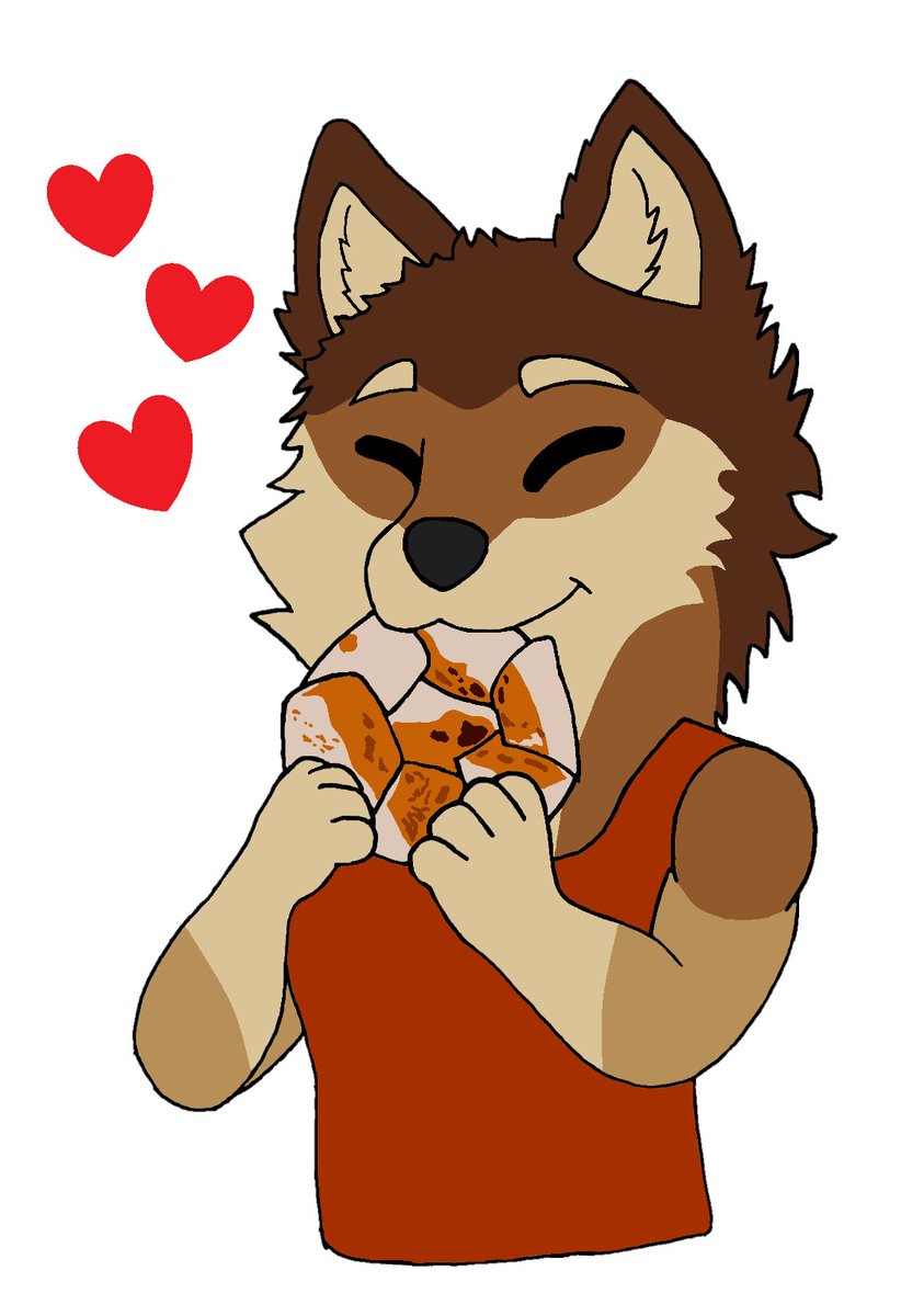 George46499861's tweet photo. A drawing of @Therealwolfy_ very adorkable wolf Timber munching down on a Crunchwrap Supreme https://t.co/NAbwv0vqt1