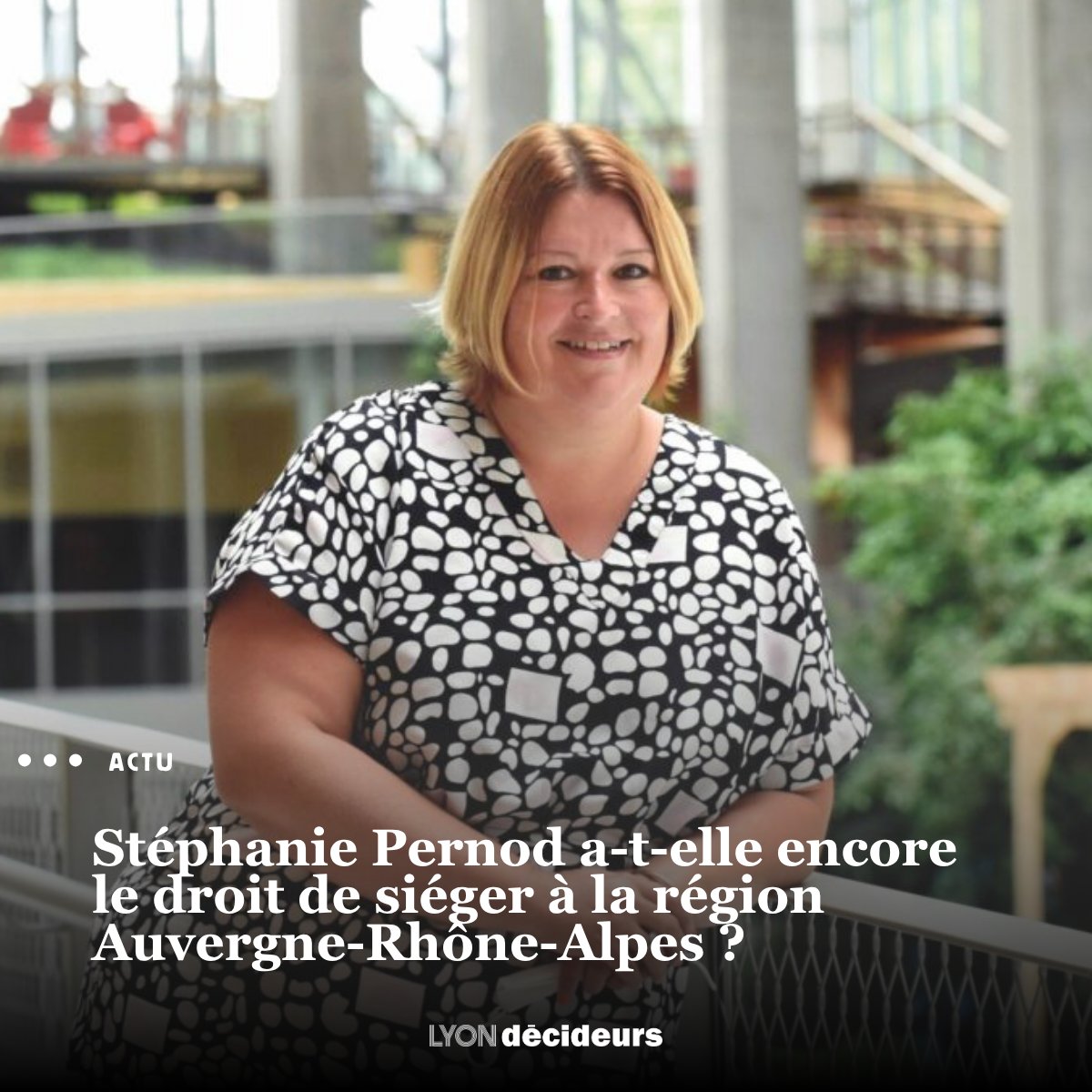 LyonDecideurs's tweet photo. Stéphanie Pernod a-t-elle le droit de siéger à la Région? La nouvelle directrice de cabinet de Véronique Sarselli à la Métropole s’est présentée à la plénière de la région le 25 juin. Mais un arrêté préfectoral du 13 mai l’avait démise de ses fonctions.
https://t.co/CVuQxAyC5w https://t.co/uXwPPRAc7f