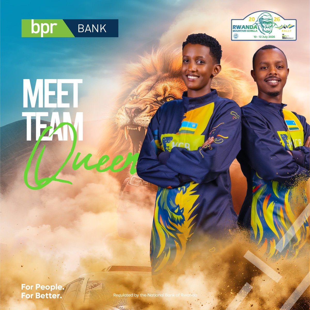 BPRbankrw's tweet photo. Introducing Team BPR for the 2026 Rwanda Mountain Gorilla Rally. 

We are ready, are you? 
Mark your calendars this weekend from 10th to 12th July. 

#ImbereCyane 
#ForPeopleForBetter. https://t.co/U1mour4aLe