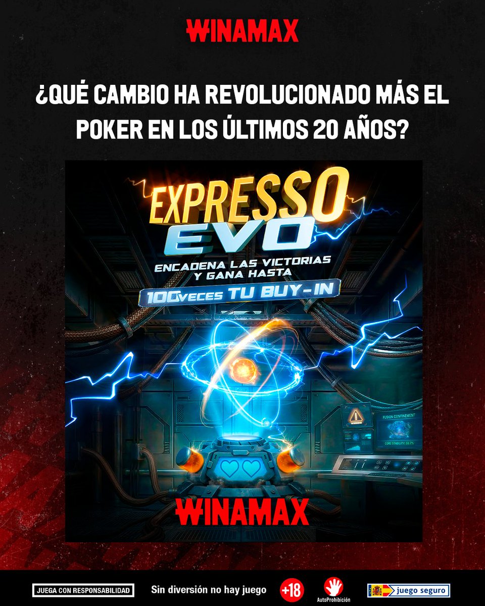 Winamax_Espana's tweet photo. 🚀 ¡Expresso EVO ya está en Winamax!

💬 ¿Qué cambio ha revolucionado más el poker en los últimos 20 años?

🎁 ¡Sorteamos 4 tickets de 5 € entre los que respondan!

👀 Respuesta + Nick Winamax + RT + sigue a @Winamax_Espana https://t.co/oBLWDHJV8P