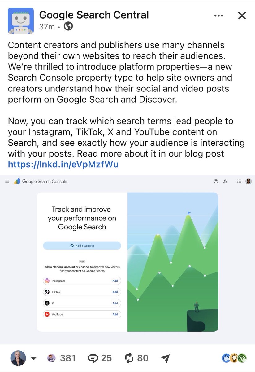 lilyraynyc's tweet photo. This is a really cool update to GSC - measure search performance leading to IG, TikTok, X and YouTube

@googlesearchc https://t.co/W4OchvOM8k