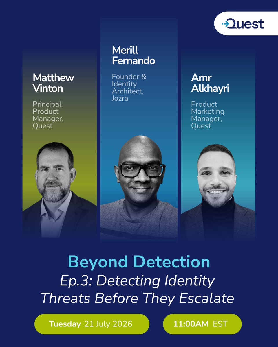 Quest's tweet photo. Cut off one head, and two more appear.

That's the reality of #NonHumanIdentities.

We're excited to welcome @merill for Episode 3 of Beyond Detection, where we'll discuss identity compromise, lateral movement, and identity resilience.

Register➡️ https://t.co/J70GgHFVId https://t.co/s8jYWcJHGH