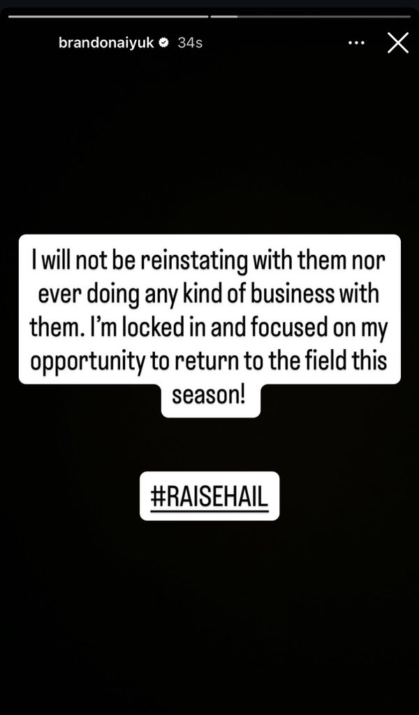 JayDanielsMVP's tweet photo. Brandon Aiyuk’s latest IG stories ending with #RaiseHail https://t.co/AMxC69pTp3