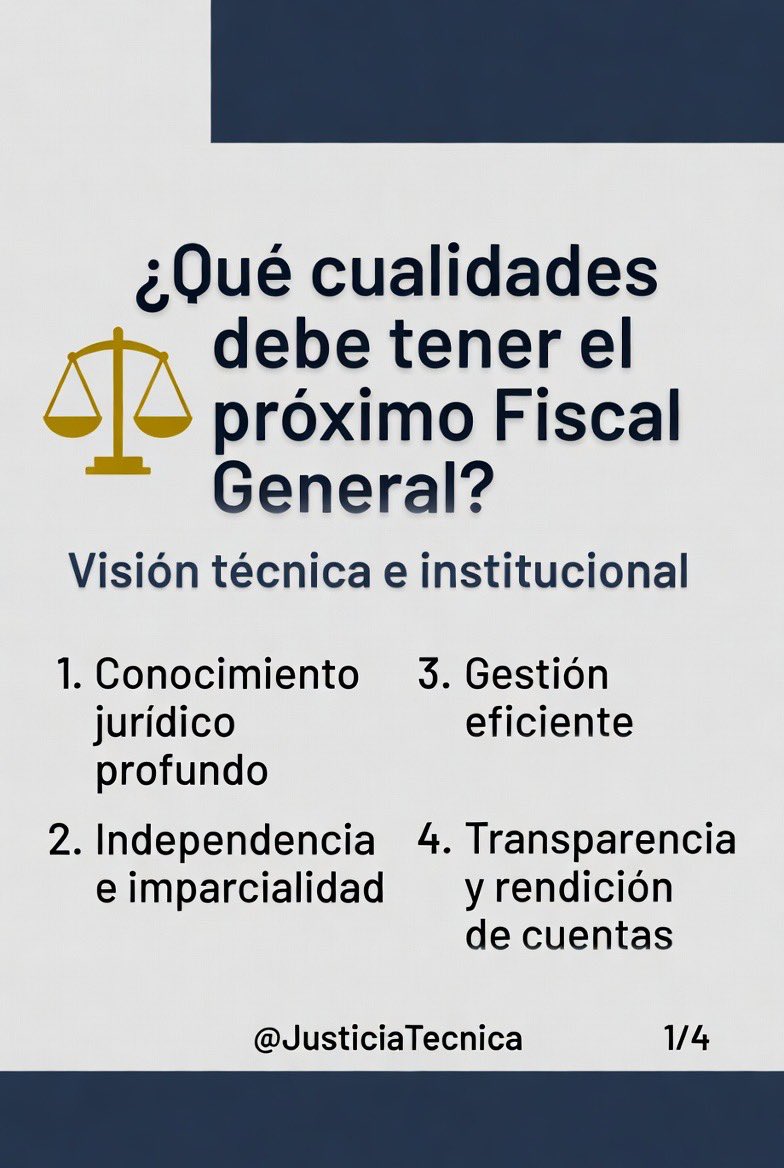 JusticiaTecnica's tweet photo. 🧵 Cualidades clave del próximo Fiscal General
Reflexión técnica e institucional →
@JusticiaTecnica #JusticiaTécnica #FiscalGeneral https://t.co/uFFmxgwTkO