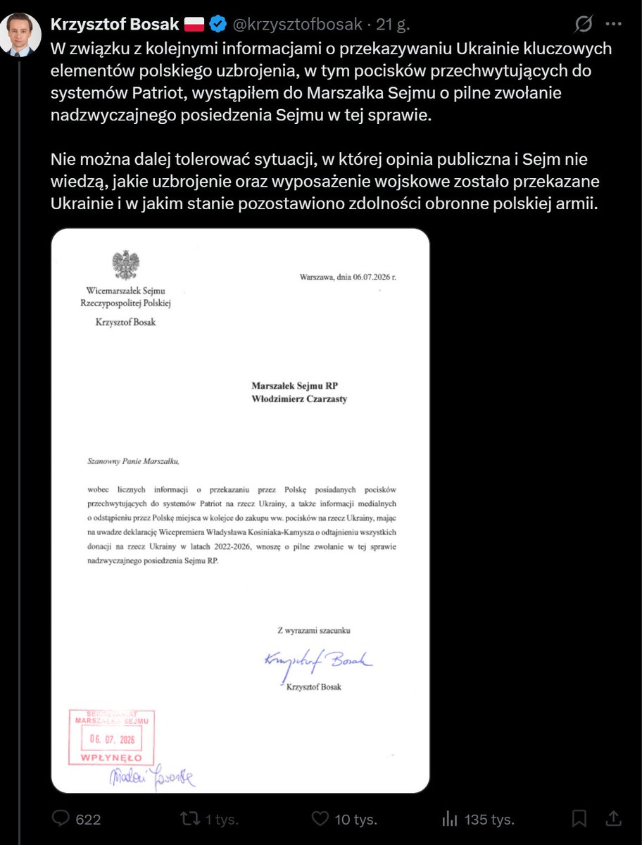 ocwiejajacek's tweet photo. Jeżeli te informacje były objęte tajemnicą, to skąd Bosak znał ich treść? Kto był źródłem tych przecieków? Skąd Bosak miał wiedzę o sprawach objętych tajemnicą? Kto był źródłem tych informacji? 

Bosak jest zagrożeniem dla bezpieczeństwa Polski, dlatego żądamy usunięcia go ze stanowiska wicemarszałka sejmu i podjęcia kroków prawnych

@donaldtusk @TomaszSiemoniak @MKierwinski @w_zurek @PK_GOV_PL  @wlodekczarzasty @KosiniakKamysz