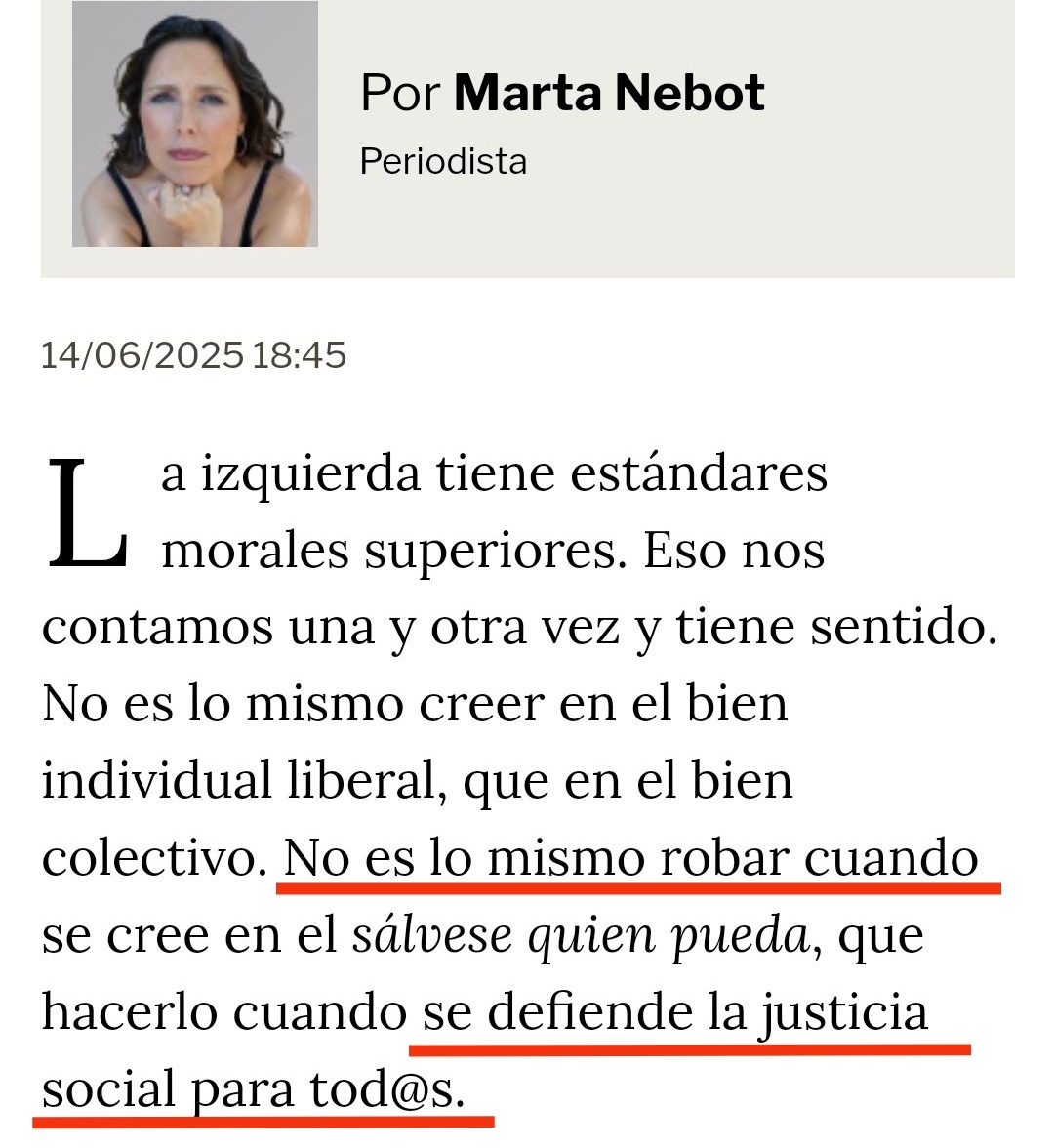 lexuniversas's tweet photo. Marta Nebot es esa mamarracha que tiene un artículo justificando la corrupción de la izquierda por ser superiores moralmente. Y que además fue a una mesa tertulia sobre un libro sin habérselo leído intentando humillar a su escritor.

Lo jodido es que todavía tengas espacio en TV. https://t.co/aSgiuXHUoI