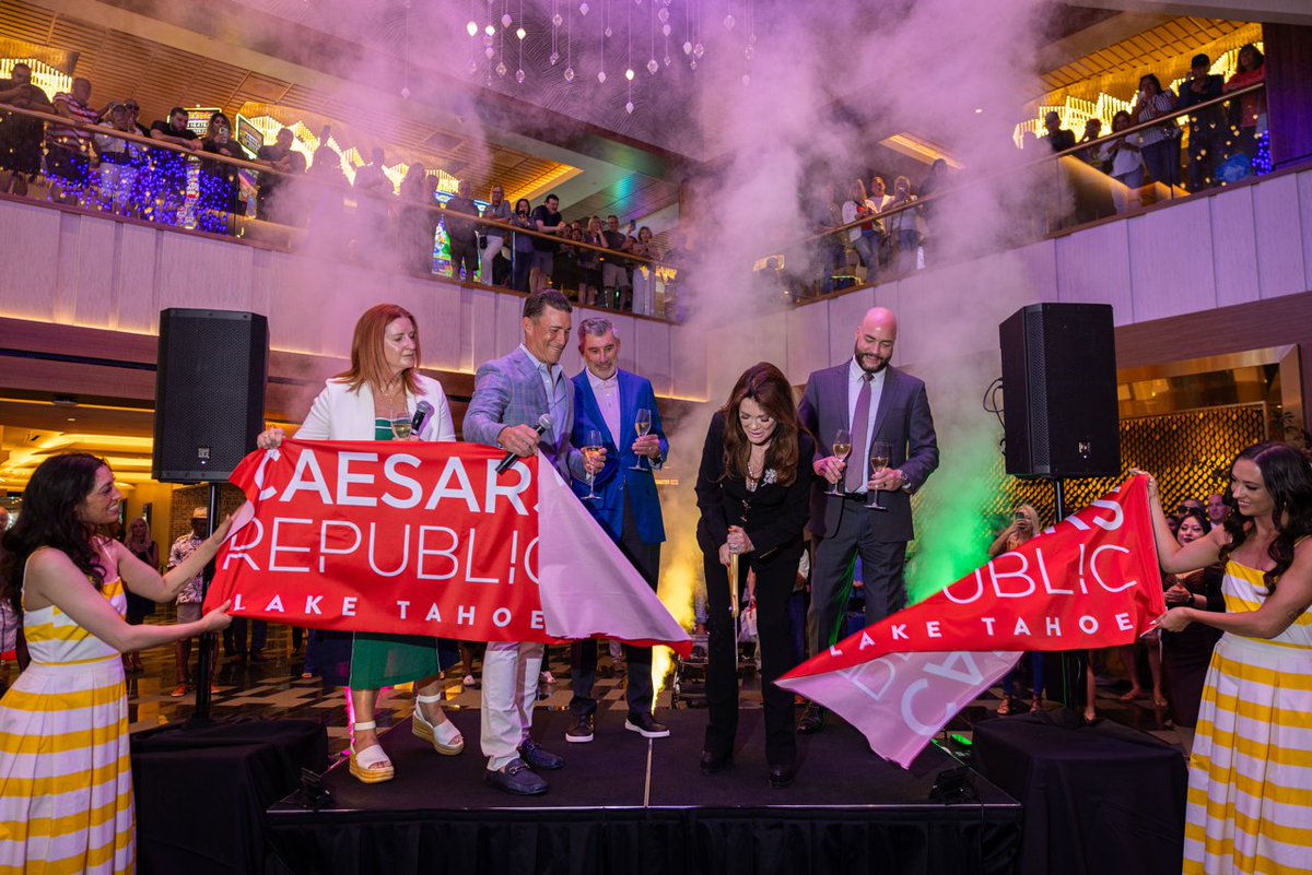 CaesarsEnt's tweet photo. A milestone moment for Caesars Entertainment: Caesars Republic Lake Tahoe is officially open. 

The transformed resort represents a new chapter for an iconic destination, blending modern luxury, elevated experiences and the natural beauty of Lake Tahoe. 🏔️✨

Read More: https://t.co/lIRJex0DFc