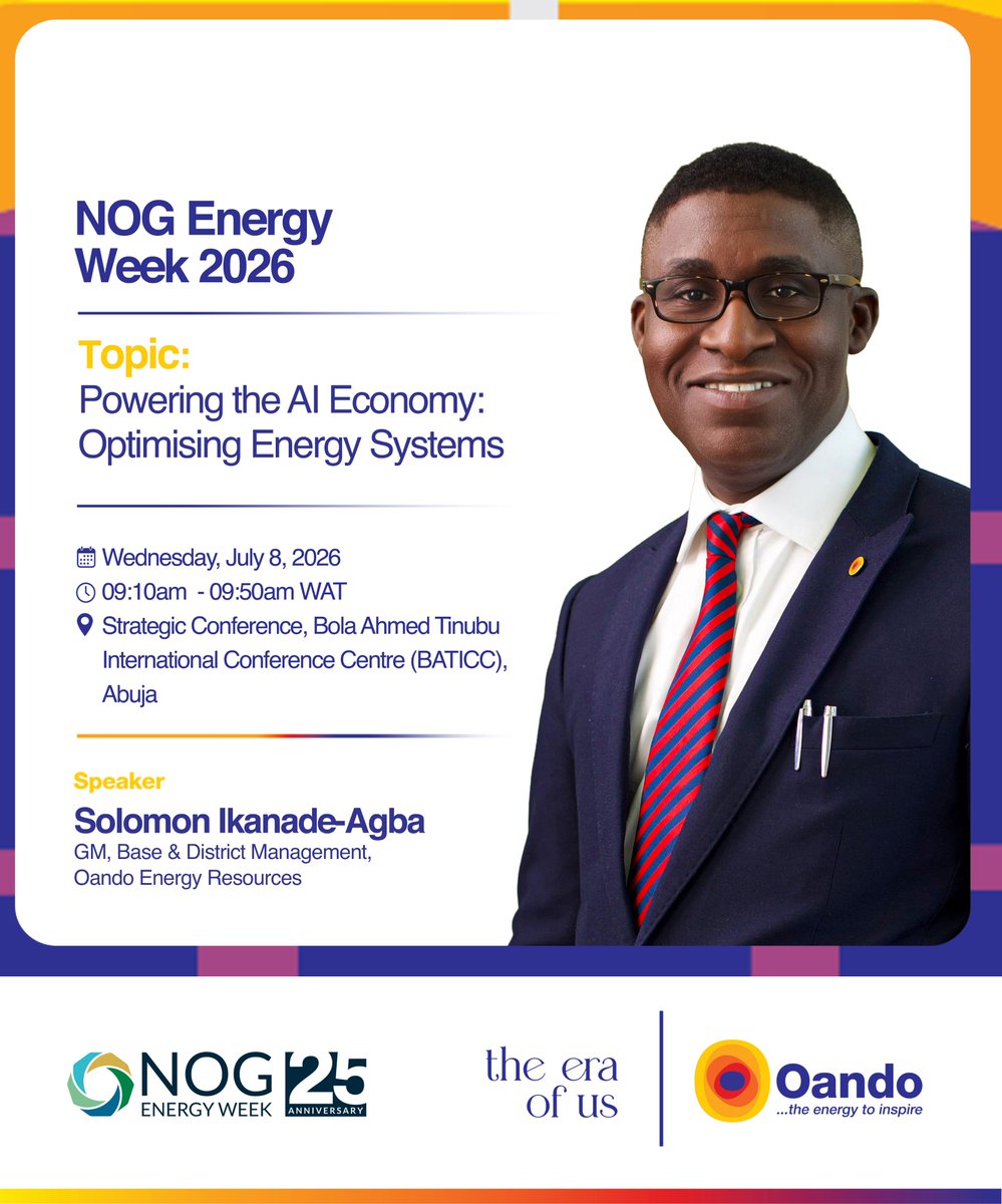 Oando_PLC's tweet photo. This week, we are at the @NOGEnergyWeek (NOG 2026), joining industry leaders, policymakers, investors, and energy companies in conversations about the future of Nigeria's energy industry.

Swipe to see our leaders contributing to the #nog2026 dialogue.

Follow @Oando_PLC for updates from #nog2026.

#nog2026 #theeraofus #oandospeaks
