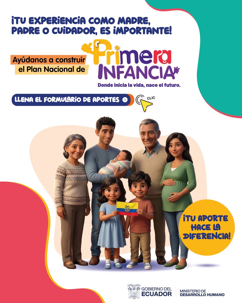 DHumanoEc's tweet photo. ¡Construyamos juntos los grandes comienzos de nuestros niños!

Ayúdanos a crear el Plan Nacional de Primera Infancia. Si eres mujer gestante, padre, madre o cuidador, tu experiencia diaria es clave para mejorar la salud, nutrición y protección de las niñas y niños del Ecuador (0 a 6 años).

Tu aporte es confidencial y tomará pocos minutos.

👉 Haz escuchar tu voz. Llena el formulario aquí:
https://t.co/fZIxs8k8V5