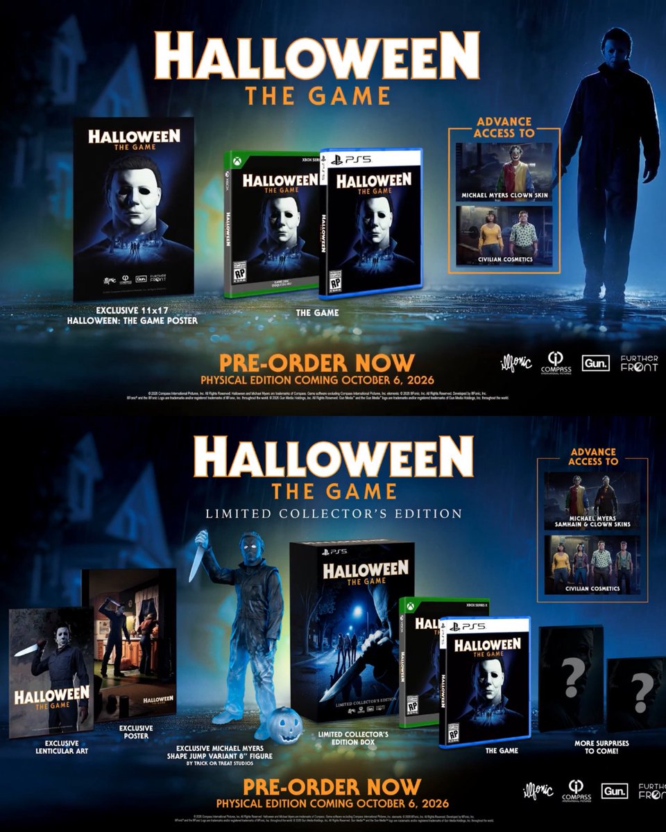 MlCHAELMYRS's tweet photo. ‘HALLOWEEN: THE GAME’ physical editions for PlayStation 5 and Xbox Series X!
Release date: October 6th, 2026 https://t.co/aECuL8IcX7