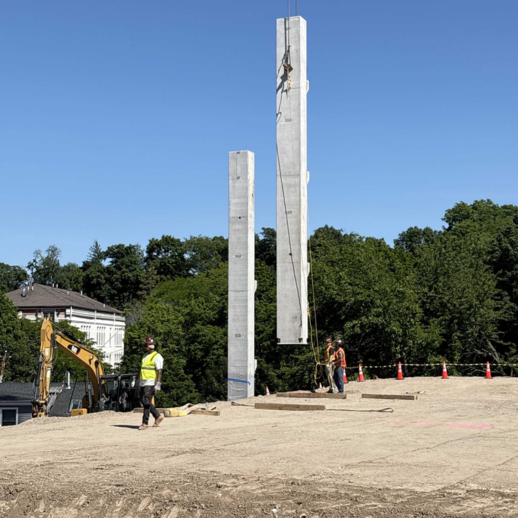 Andron_CC's tweet photo. Precast Concrete!
at the new Multi-Modal Transportation Hub in Ossining.
The crane has been set in its first position, and the first pieces of precast concrete have been set. Precast exterior walls will follow. https://t.co/4tgfj5npvq