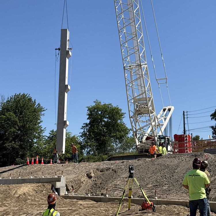 Andron_CC's tweet photo. Precast Concrete!
at the new Multi-Modal Transportation Hub in Ossining.
The crane has been set in its first position, and the first pieces of precast concrete have been set. Precast exterior walls will follow. https://t.co/4tgfj5npvq