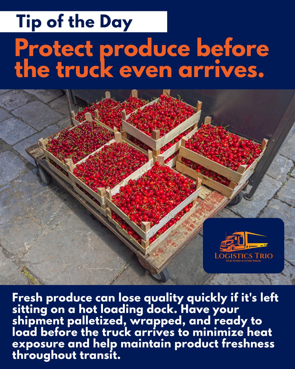 logisticstrio's tweet photo. The best way to protect your shipment is to be ready before it's time to move. 

Preparation is one of the simplest ways to support a smoother, more efficient delivery.
#EriePA #logisticstrio #freightbrokerage
#ourwordiseverything #produce #agriculture #shipping https://t.co/CZwPBXKOSv