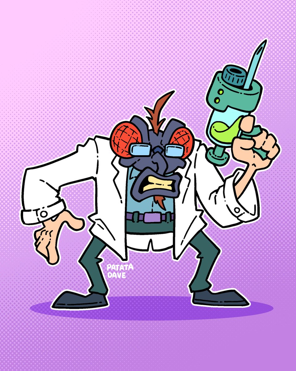 MrPatataDave's tweet photo. EL DOCTOR MOSCAR!? CON SUS MALEVOLOS PLANES! 
Y ya le hice un mini cómic!
Quizás el quiere convertir a los demás en mutantes?
#cartoon #mosca #characterdesign #fly #cientifico https://t.co/964CvbVSYP