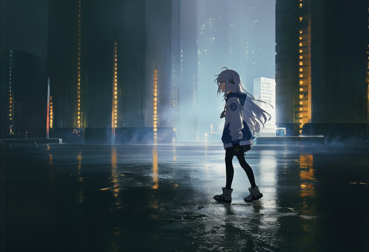 Pie12221's tweet photo. My work isn’t just anime-girl portraits. I use an OC as a narrative anchor for scenes of countless worlds: liminal spaces, ruins, sci-fi cities, surreal landscapes, and dreamlike environments, focusing on atmosphere, backgrounds, composition, and story. https://t.co/Y5ujhEe5Uf