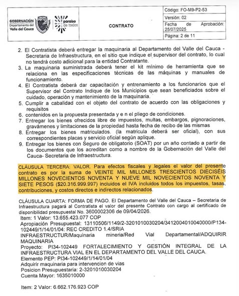 juliomario55555's tweet photo. Atención! Denuncia de @AnaErazoR!!
Dilian Francisca Toro metió un contrato de más de 23 mil millones con una simple Ferretería!! 
Mientras el país estaba ad portas de la primera vuelta presidencial y en medio de un clima de alta tensión política, Dilian Francisca Toro Torres aprovechó para meternos un contrato de $20.316 MILLONES de manera DIRECTA, a DEDO, adjudicado a una FERRETERÍA de Yumbo.
Y es que la gobernadora Dilian Francisca es una avispada total. Justificó la compra de 9 retroexcavadoras, 7 volquetas, 3 motoniveladoras, 3 vibrocompactadores y una cama baja con fundamento en un decreto de calamidad pública expedido a comienzos de enero. Sin embargo, cinco meses después, a finales de mayo y en plena temporada seca, decidió comprar toda esa maquinaria cuando ya no existía una emergencia por lluvias que justificara acudir a la contratación directa.
Pero hay algo aún más grave. El contrato le otorga a la ferretería un plazo de 90 días para entregar la maquinaria.
Entonces, Dilian, ¿cuál era la emergencia que justificaba saltarse un proceso de selección y gastar más de $20 MIL MILLONES mediante contratación directa si la maquinaria iba a llegar tres meses después?
¿Desde cuándo una ferretería de Yumbo puede asumir un contrato de más de $20 MIL MILLONES para suministrar maquinaria amarilla? ¿Acaso en el Valle y en Colombia ya no existen los entes de control? @PGN_COL @CGR_Colombia
La señora Dilian Francisca sigue haciendo lo que mejor sabe hacer y lo que la ha mantenido durante 12 años en el poder. Ver menos