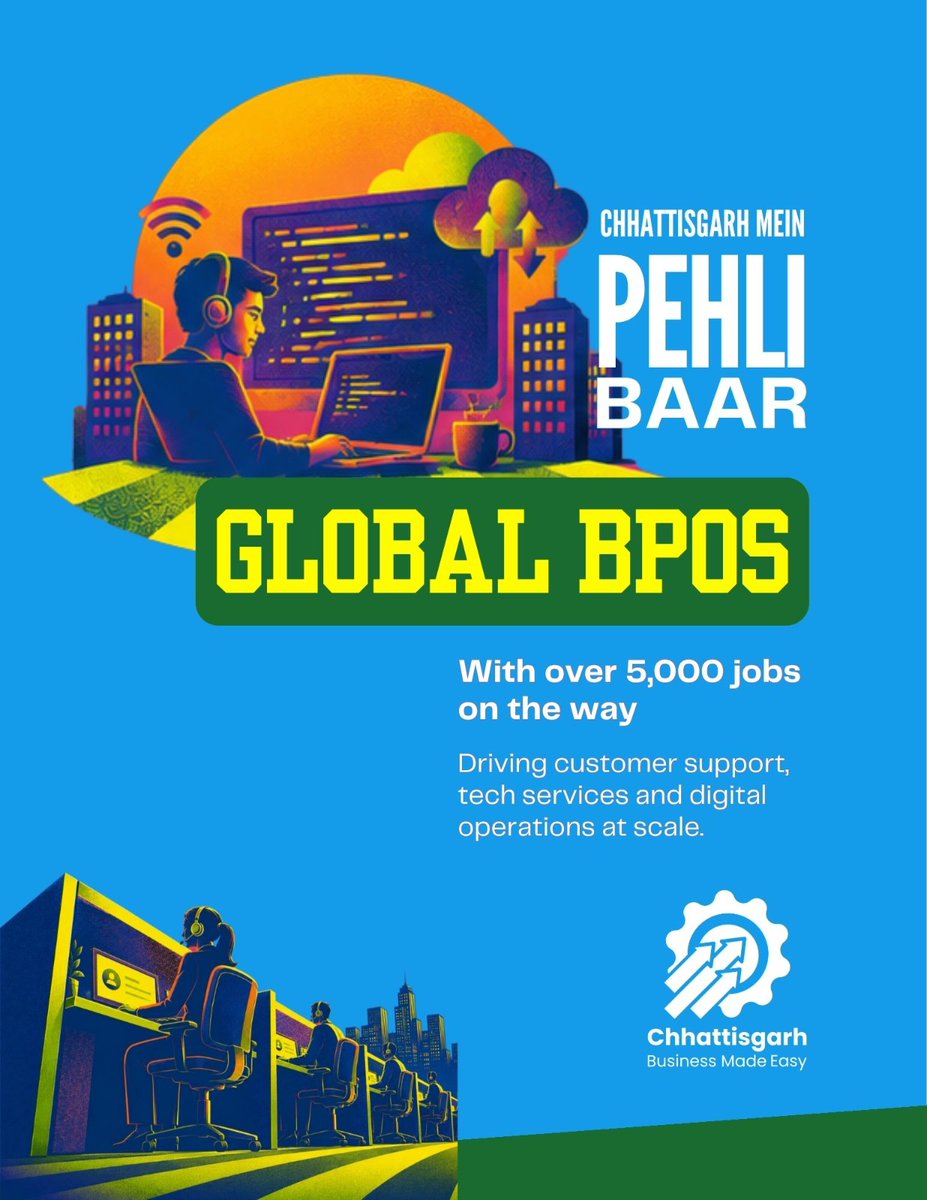 InvestCG_India's tweet photo. Chhattisgarh is becoming India's newest global BPO hub.

Square Business Services runs here with 92% local hires. 
@wearetpgroup with 4,90,000+ employees worldwide, is one of four global majors already on ground. 

This is only the beginning.
#PehliBaarInCG #CGBusinessEasy https://t.co/nRLdsBkTEJ
