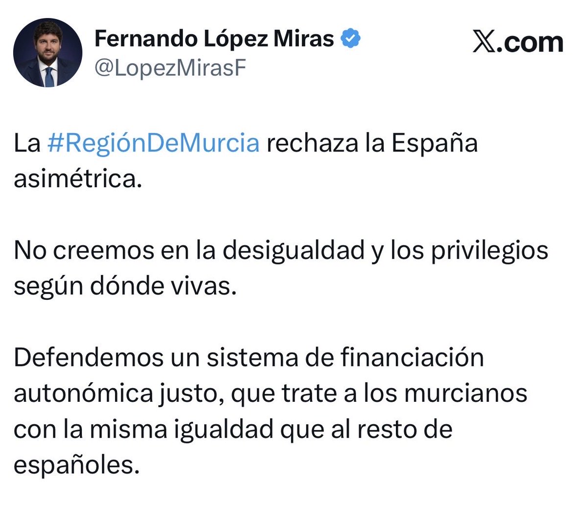 Lucassayala's tweet photo. La Región tiene uno de los mayores déficits y sería una de las más beneficiadas.

Has renunciado a 1.188 millones más al año, a condonar 3.318 millones de deuda y, ahora, también a contar con más recursos.

Estás asfixiando a la Región para que Feijóo te haga un hueco en Madrid. https://t.co/a1iYL4S0mS